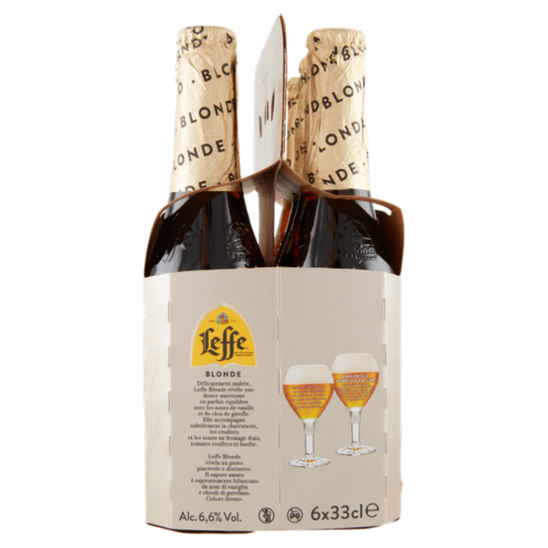 LEFFE BLONDE Birra bionda belga d'abbazia doppio malto bottiglia 6x33cl