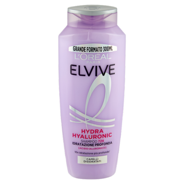 Elvive Hydra Hyaluronic Shampoo 72H Idratazione Profonda, per Capelli Disidratati, 300 ml
