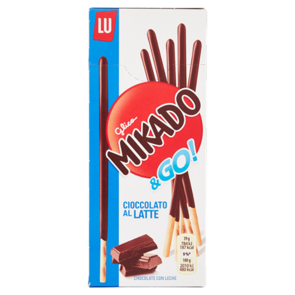 Mikado, biscotto ricoperto di cioccolato al latte formato pocket 39g