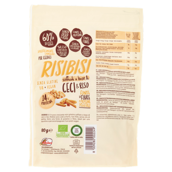 Valledoro Risibisi soffiati a base di Ceci & Riso Bio 80 g