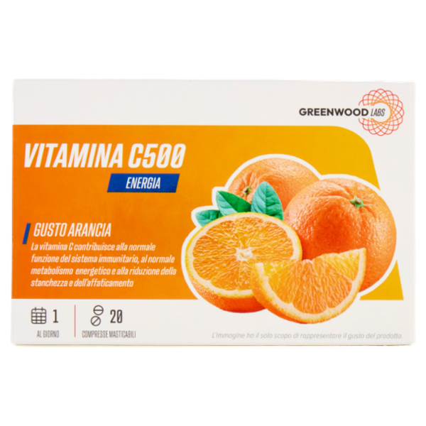 Greenwood Labs Vitamina C500 Energia 20 Compresse Masticabili 24 g