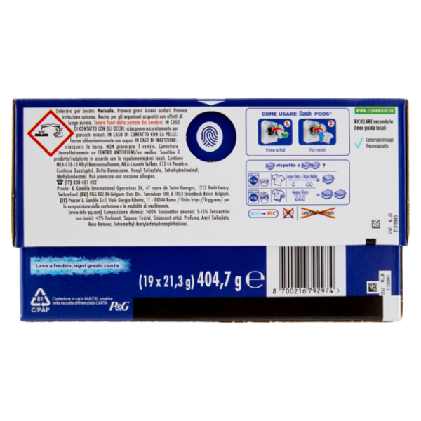 Dash Power Pods Detersivo Lavatrice Capsule + Tocco Lenor Risveglio Primaverile, 19 Lavaggi 404,7 g