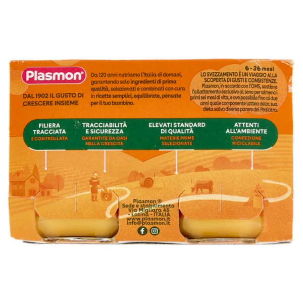 Plasmon Omogeneizzato con fermenti lattici pastorizzati Albicocca e Yogurt 2 x 120 g