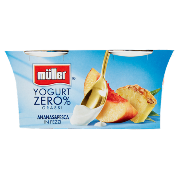 müller Yogurt Zero% Grassi Ananas&Pesca in Pezzi 2 x 125 g