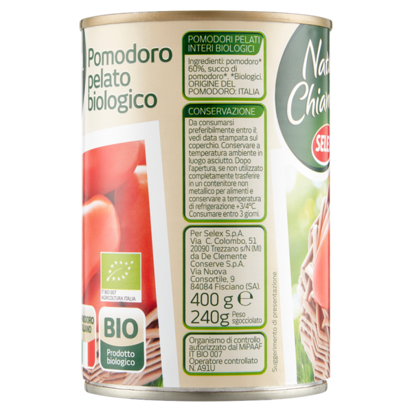 Selex Natura Chiama Pomodori Pelati Biologici 400 g