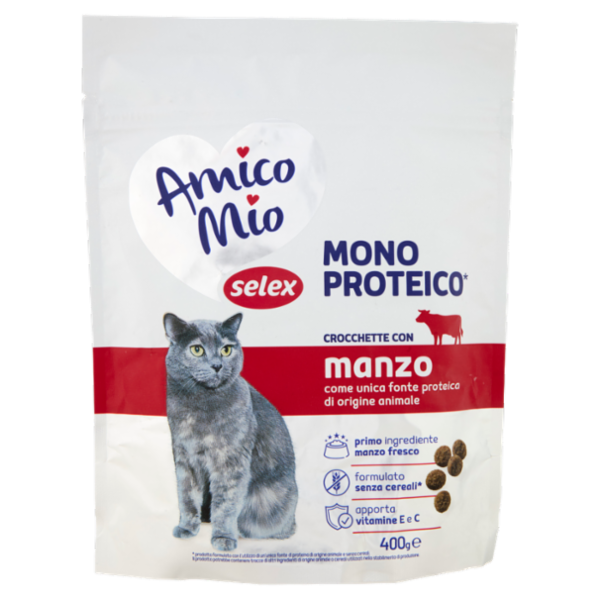 Selex Amico Mio Gatto Croccantini con Manzo Mono Proteico 400 g