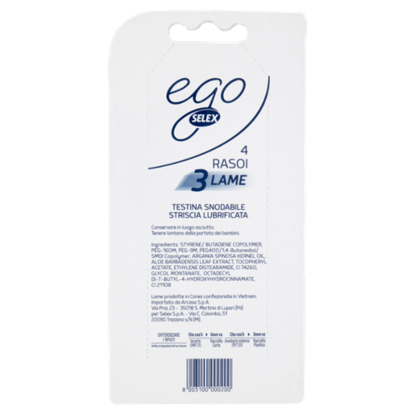 Selex Ego Rasoio Trilama Usa e Getta Uomo 4 pezzi