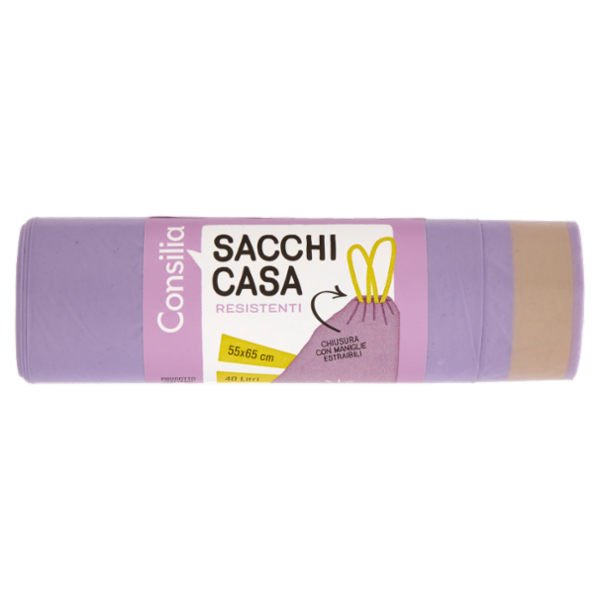 Consilia Sacchi Pattumiera Rosa con Maniglie Cm 55x65 12 pezzi