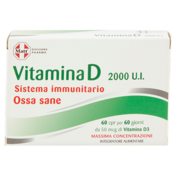 Matt Divisione Pharma Vitamina D 2000 U.I. Sistema Immunitario 60 compresse 6 g