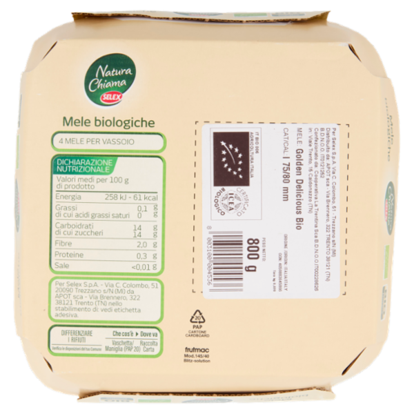 Selex Natura Chiama Mele Golden Delicius Calibro 70/80 Biologiche 800 g