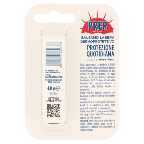 Prep Balsamo Labbra Dermoprotettivo Protezione Quotidiana 4,8 g