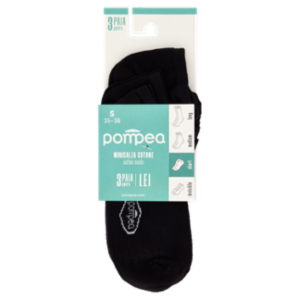 Pompea Lei Minicalza Cotone Short S 35-38 Nero 3 Paia