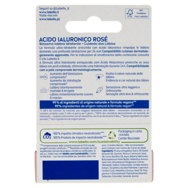 Labello Acido Ialuronico Rosé 5,2 g