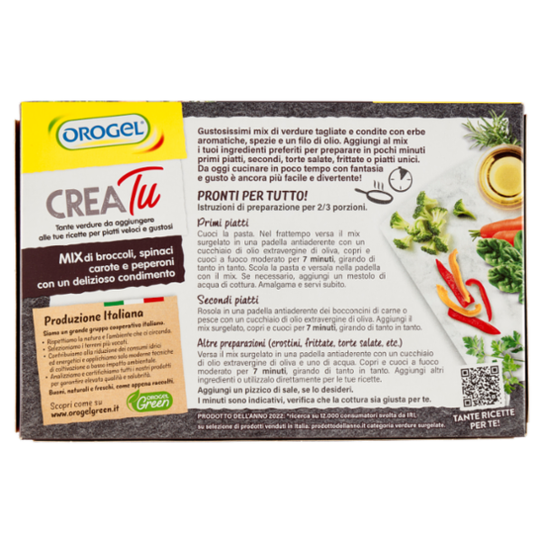Orogel Crea Tu Mix di broccoli, spinaci, carote e peperoni Surgelati 320 g