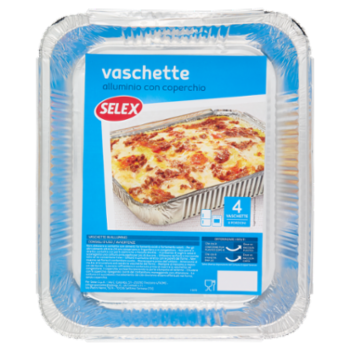 Selex Contenitore In Alluminio Con Coperchio 32x26x5 Cm 4 Pezzi