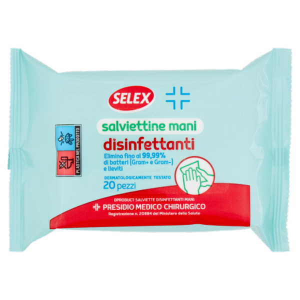 Selex Salviettine Mani Disinfettanti Presidio Medico Chirurgico 20 pezzi