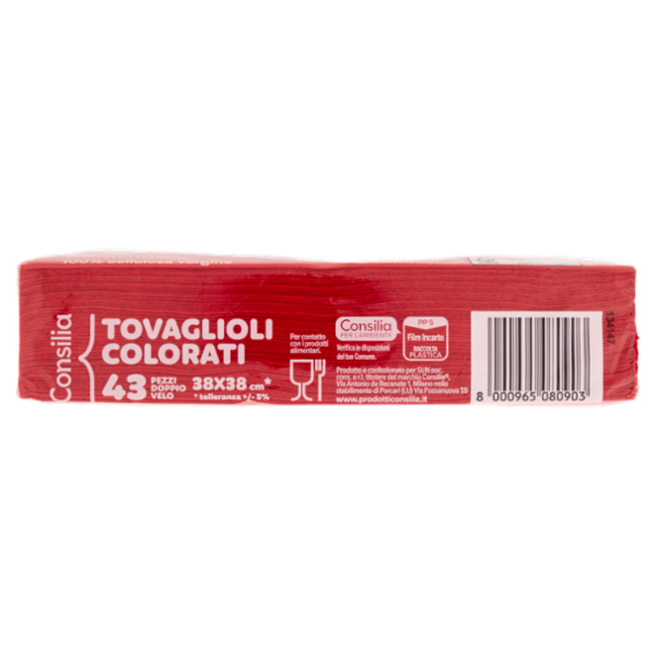 Consilia Tovaglioli 2 Veli 33x33 cm Rosso 43 pezzi