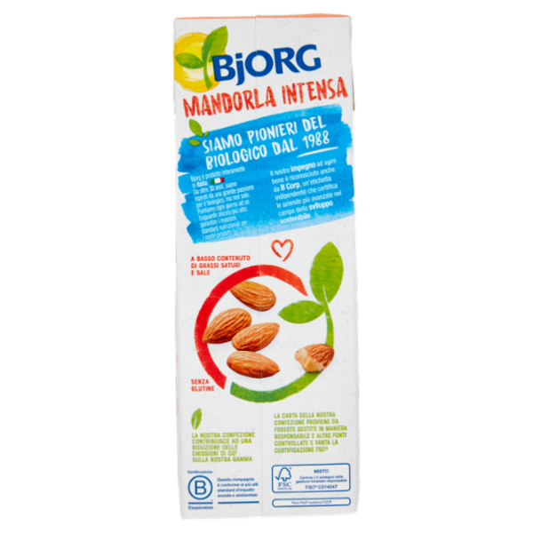 BJORG Mandorla Intensa 0% Zuccheri Bevanda Vegetale Bio, Senza Glutine, Prodotto in Italia, 1L