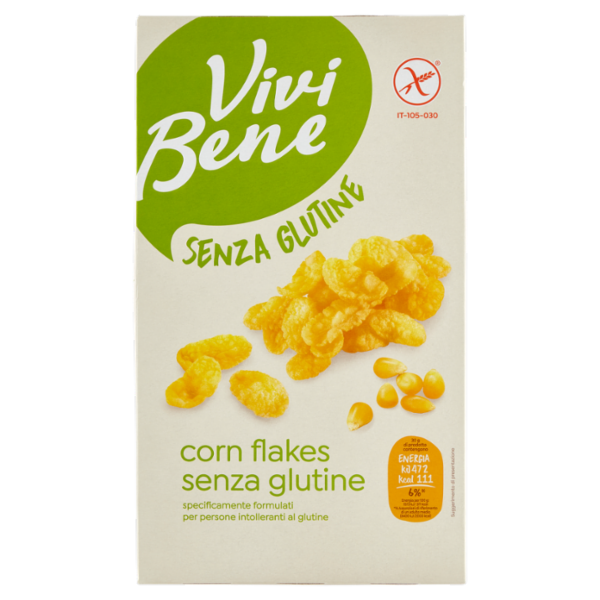 Vivi Bene Senza Glutine Corn Flakes Fiocchi di Mais Tostati senza Glutine 220 g