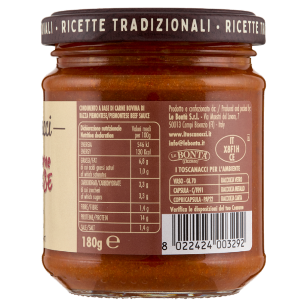 i toscanacci Ragù di Carne Piemontese 180 g