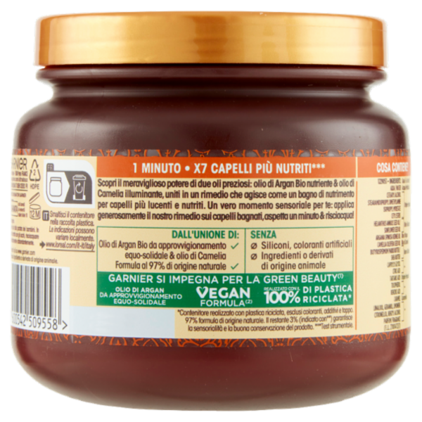 Garnier Ultra Dolce Hair Remedy Maschera per Capelli Nutriente Argan e Camelia, 340 ml