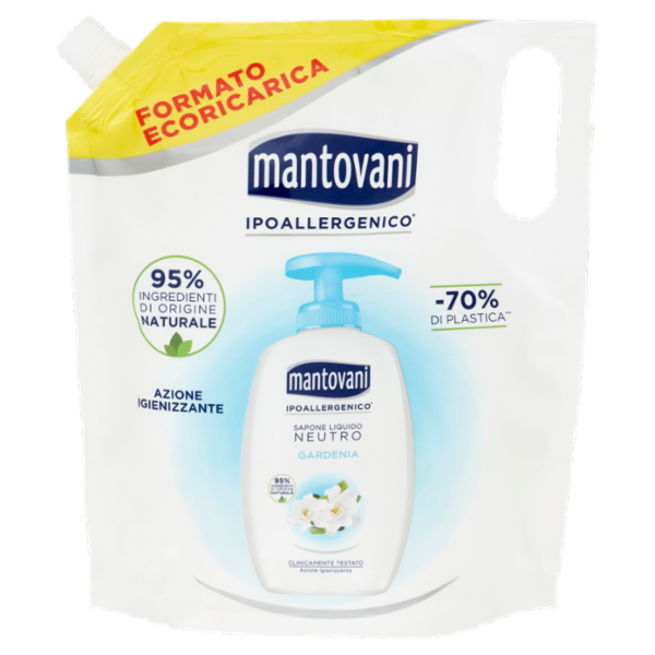 mantovani Sapone Liquido Neutro Gardenia Formato Ecoricarica 750 ml