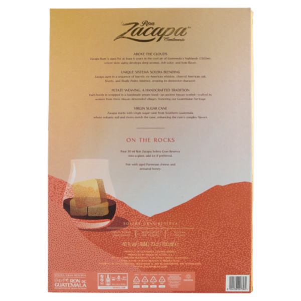 Ron Zacapa Centenario Solera Gran Reserva 70 cl + Glasses Gifted 2 pz