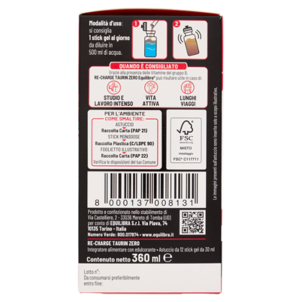 equilibra Re-Charge Taurin Zero 12 x 30 ml
