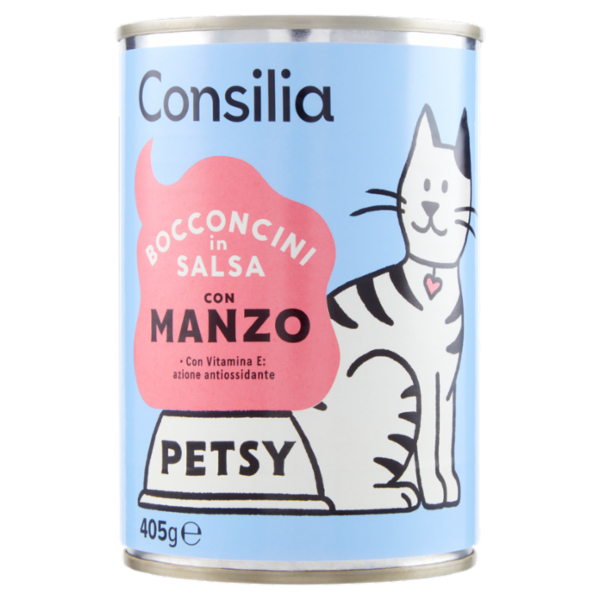 Consilia Petsy Gatto Bocconcini in Salsa con Manzo 405 g