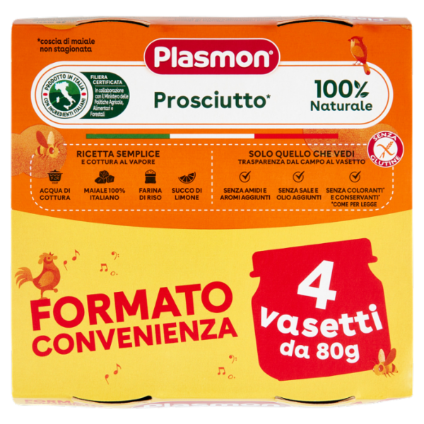 Plasmon Omogeneizzato Prosciutto* con cereale 4 x 80 g