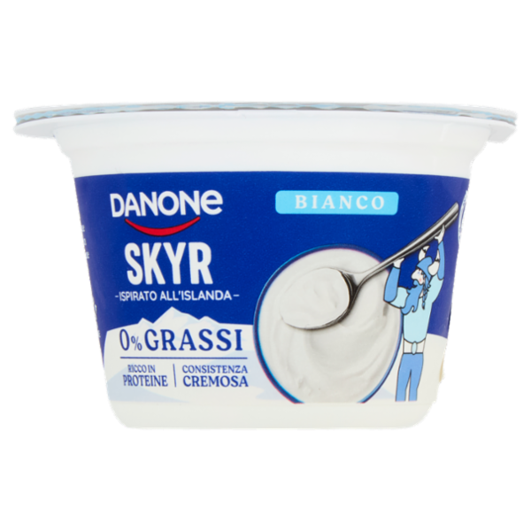 DANONE Skyr, Yogurt ispirato all'Islanda, 0% grassi, Cremoso, Ricco in Proteine, Bianco, 150g