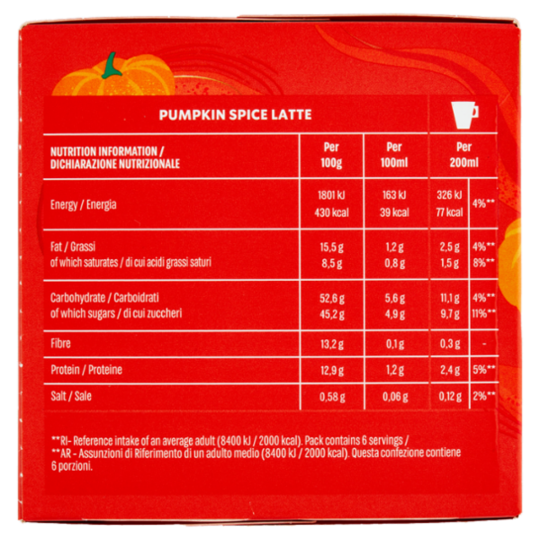 STARBUCKS Pumpkin Spice Latte by Nescafé Dolce Gusto Zucca Spezie e Caffè 12 Capsule 129g