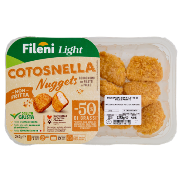 Fileni Light Cotosnella Nuggets Bocconcini con Filetti di Pollo 0,240 kg