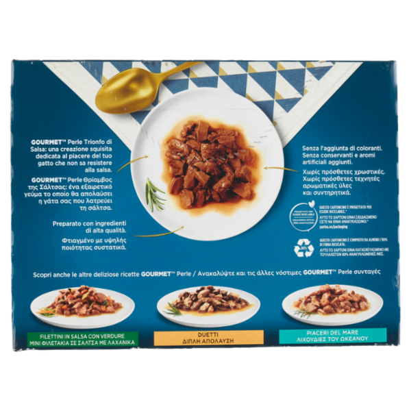 PURINA GOURMET Perle Trionfo di Salsa Manzo / Pollo / Tonno / Salmone 8 x 85 g