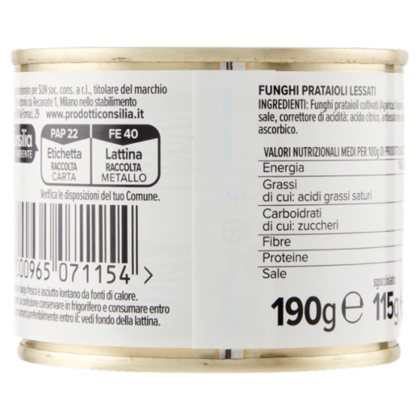 Consilia Funghi Champignon Lessati 190 g
