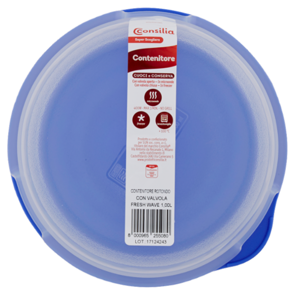 Consilia Saper Scegliere Contenitore Rotondo con Valvola Fresh Wave 1,00 l