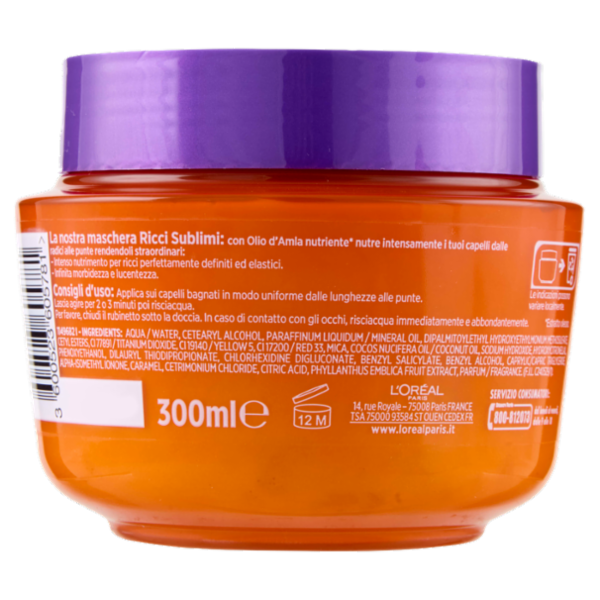 Elvive Olio Straordinario d'Amla Maschera Ricci Sublimi, per Capelli Ricci e Secchi, 300 ml