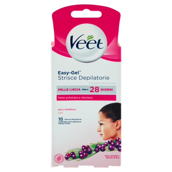 Veet Strisce Depilatorie Viso Pelli Normali, Confezione da 16 Strisce