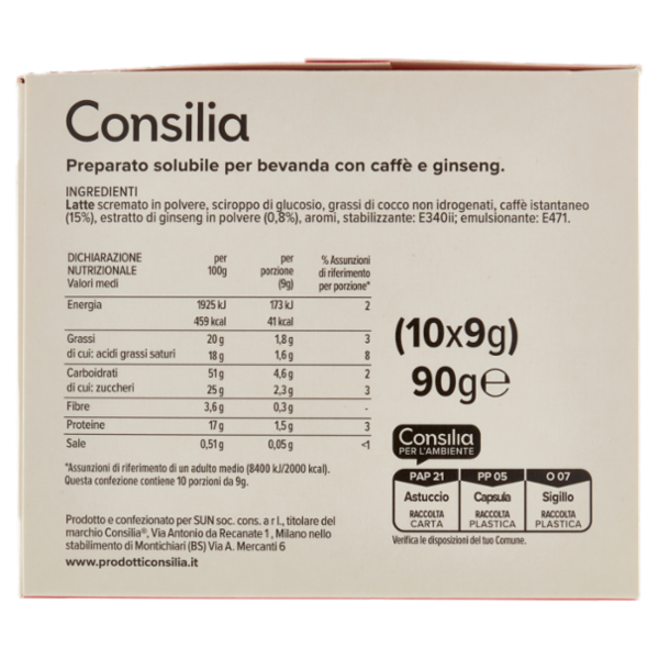 Consilia Caffè e Ginseng Espresso in Capsule Compatibili Dolce Gusto 10 pezzi