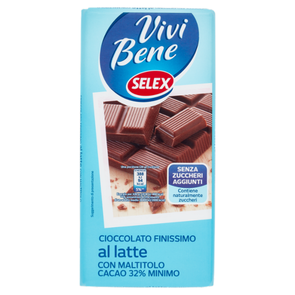 Selex Vivi Bene Cioccolato al Latte Senza Zuccheri Aggiunti 100 g