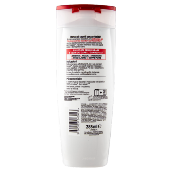 L'Oréal Paris Shampoo Elvive Total Repair 5, Per Capelli Danneggiati, 285 ml