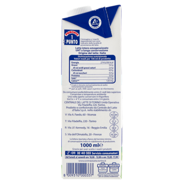 Piemonte Intero a Lunga Conservazione 1000 ml