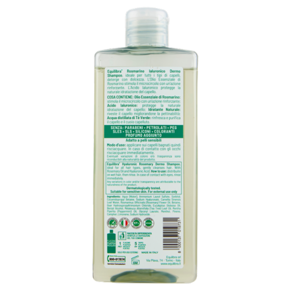 equilibra Rosmarino Ialuronico Dermo Shampoo Rinforzante 265 ml