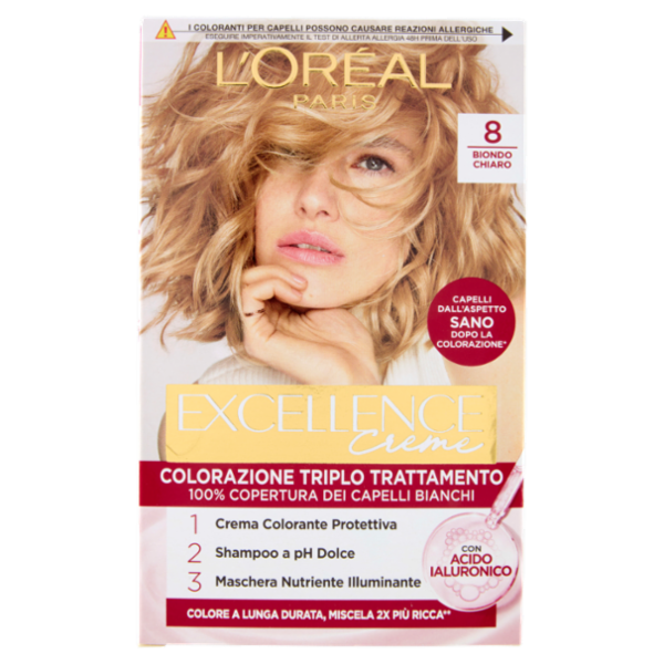 L'Oréal Paris Excellence Creme Colorazione Triplo Trattamento Biondo Chiaro 8