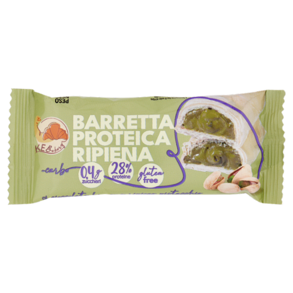 KE Bakery Barretta Proteica Ripiena al cioccolato bianco e ripieno pistacchio 30 g