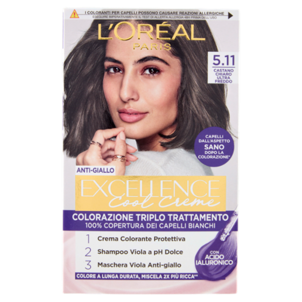 L'Oréal Paris Excellence Cool Creme Colorazione Triplo Trattamento Castano Chiaro Ultra Freddo 5.11