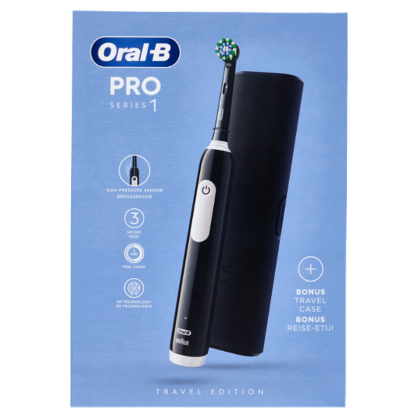 Oral-B Spazzolino Elettrico Denti Ricaricabile Pro Series 1 Nero Travel Edition