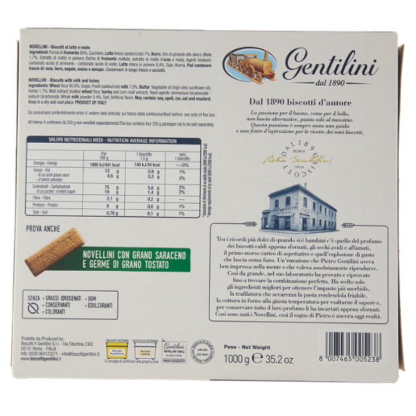 Gentilini Novellini al latte e miele 4 x 250 g