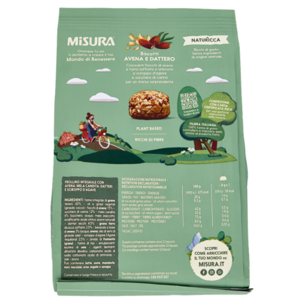 Misura Naturìcca Biscotti Avena e Dattero Plant Based 260 g