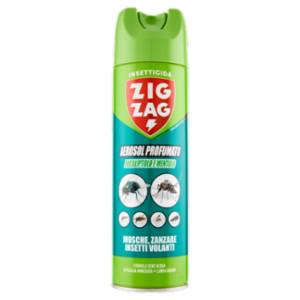Zig Zag Insetticida Aerosol Profumato Eucaliptolo e Mentolo Mosche, Zanzare Insetti Volanti 500 Ml